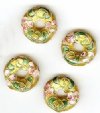 4 16x5mm Gold Cloisonné Donuts